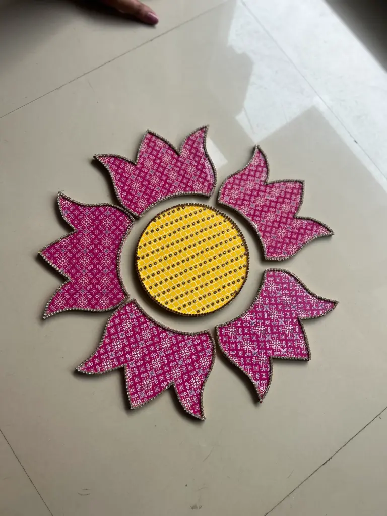 Handcrafted Lotus Floor Rangoli – Traditional Elegance for Every Occasion