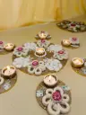 Pearl Blossom Jute Rangoli Set – Elegant Floral Tealight Decor