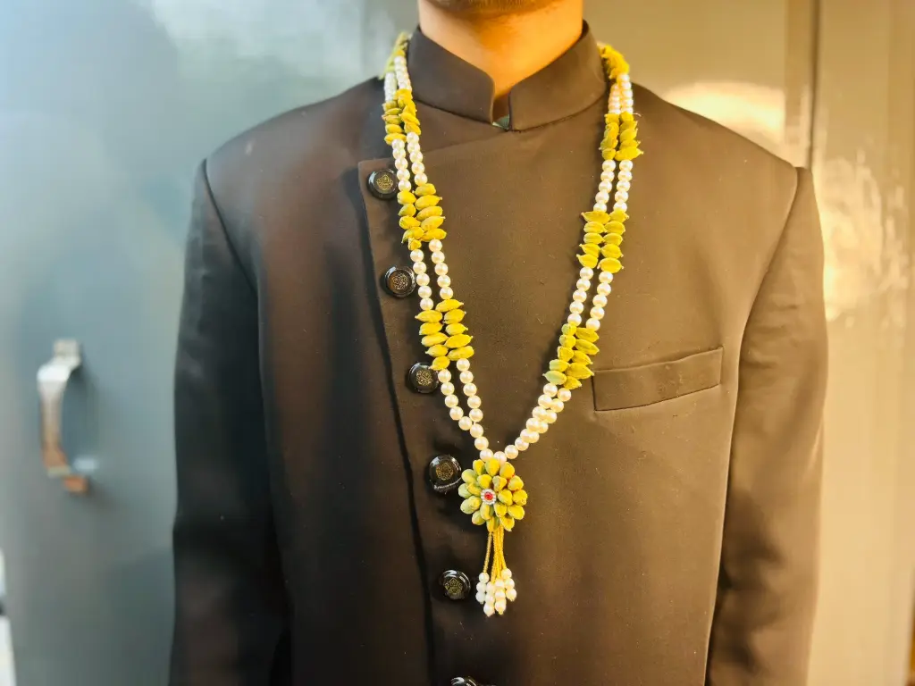 Elaichi Floral Luxe Pearl Groom Mala🌼(50Pcs)