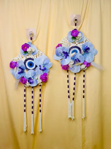 Floral Evil Eye Charm Hangings – Set of 2